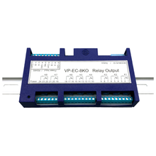 VP-EC-8KO Digital Output I/O Module 8 Channel Relay SPDT Modbus RTU RS485 DIN Enclosure Blue