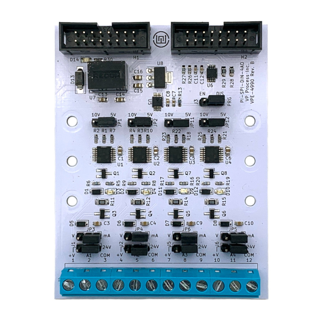 PI-SPI-DIN-4AO Raspberry Pi Analog Output I/O Module